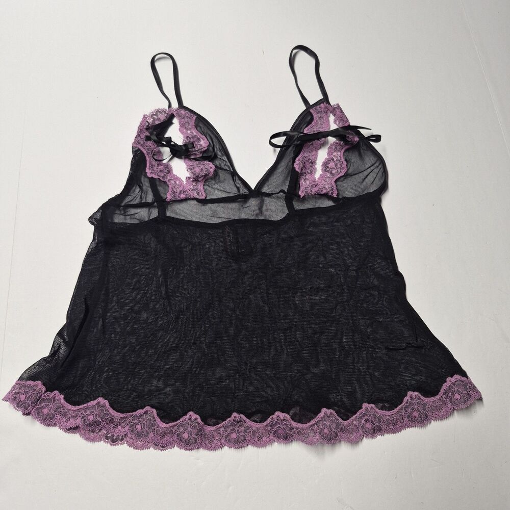 Vtg Y2K Victorias Secret Sexy Little Things Open Cup Babydoll Sheer Mesh Lace L